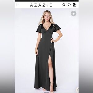 Black Satin Azazie Bridesmaid Dress